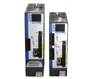 According to Kollmorgen, the dual-axis AKD2G is one of the most power-dense industrial servo drives on the market.