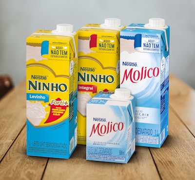 Nestlé Brazil’s Molico and Ninho UHT milks are being packaged and marketed in combiblocMidi cartons.