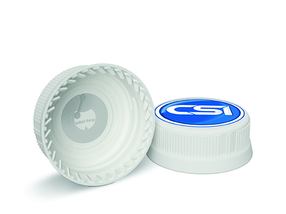 The Talkin&rsquo; Cap features a near field communication tag embedded inside a closure that lets consumers access relevant and customized mobile marketing campaigns with their smartphones. Photo courtesy of Closure Systems International.