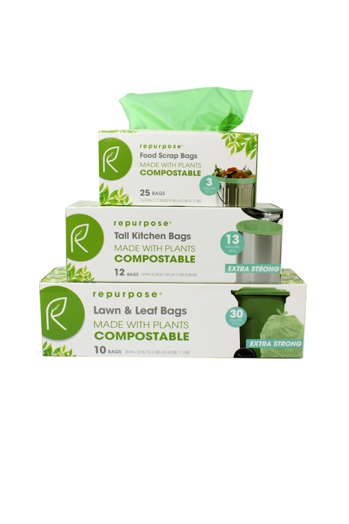 Las bolsas de basura de Repurpose están certificadas por el Biodegradable Products Institute.