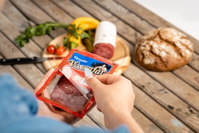 Orkla developed a flexible-film thermoform for its sliced, cured meats that incorporates a reclosable label.