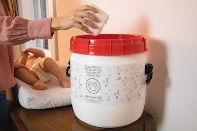 Pampers has developed a durable, handled plastic tub for its diapers.