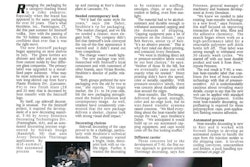 January 1994 Packaging World article on a Smirnoff bottle and closure redesign.