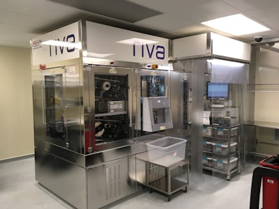 Two automated IV compounding systems sterile-fill liquids and lyophilized products into IV syringes and bags for administration to Mission Health patients.
