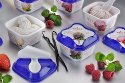 In-mold labeled package includes an on-pack spoon.