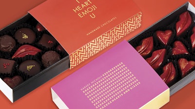 Fashion-focused U.K. consumers can purchase five different boxes of luxury truffles with cheeky one-liners such as ‘I heart emoji u.’
