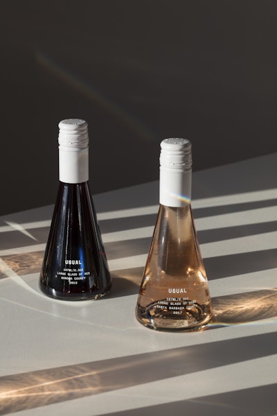 Custom glass single-serve holds 6.3 oz of Usual Wine.