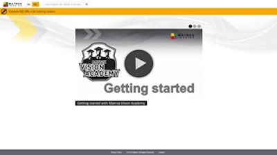 Screenshot of Matrox Vision Academy website homepage