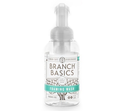 A new, stronger spring pump fixed the pump-sticking issues on Branch Basics’ Foaming Wash bottle.