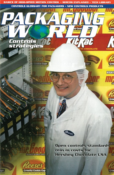 Keith Campbell, then of Hershey’s, adorns an inside front cover of Packaging World from the June 1998 issue.