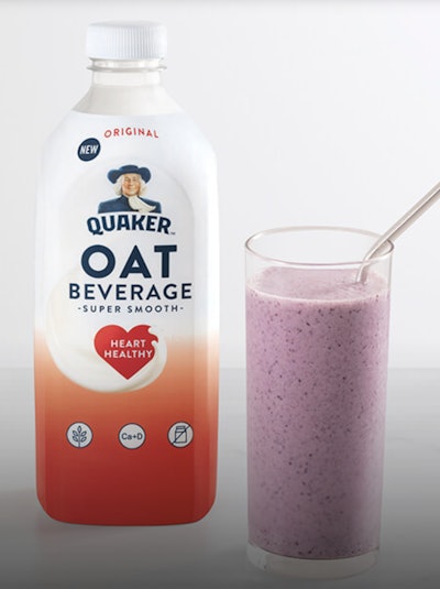 Oat beverage from Quaker Oats hit store shelves in January.