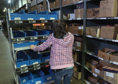 Pick-to-light carts are a key to Capacity’s method of batch picking orders.