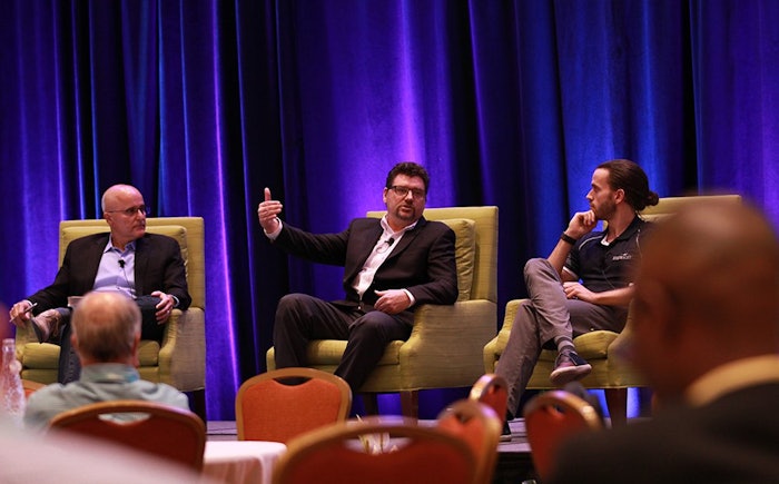 A panel on understanding the digital twin includes (left to right) moderator David Greenfield of Automation World, John DeTellem of Siemens, and Graham Jackson of Maplesoft.