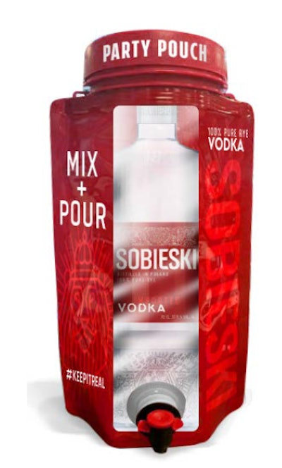 The Sobieski Mix & Pour Party Pouch launched in July 2018, timed to leverage the house party season.