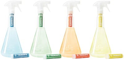 The automatically replenishing, subscription-based, direct-to-consumer home cleaning system from Truman’s consists of four durable PET spray bottles into which cartridges of replacement cleaner snuggly fit.