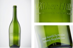 Direct digital printing on glass bottles differentiates this Wither Hills brand of wine.