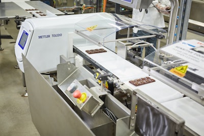 Lake Champlain Chocolates installed a combination checkweigher/metal detector on their new chocolate bar line last year.