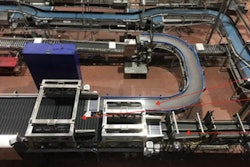 Bird's-eye view of the packaging line with a turner/diverter/rejector table.