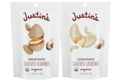 Justin’s new snack pack contains 40% PCR PE in the sealant layer, making it 25% of the package overall.