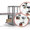 The SCARA robot on the Douglas top-load case packer collates pouches and then inserts them into a case.