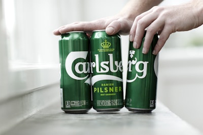 Carlsberg Group’s Snap Pack package uses adhesive dots to secure a six-count multipack.