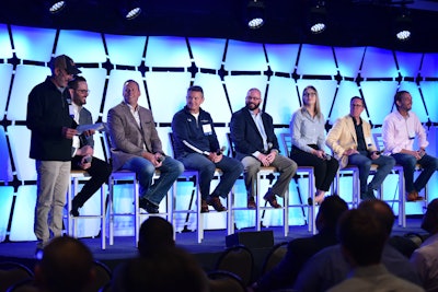 Left to right: Dan Muenzer, Adam Gray, Scott Fisher, Dave Bradish, Brian Hurst, Kristin Yerecic Scott, Nick Van Alstine, Tom Staib.