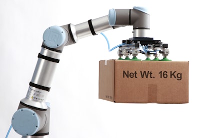 Universal Robots’ UR16e can handle a payload of 16 kg (35 lb).