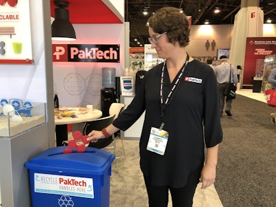 Under its recycling program, PakTech supplies partners with bins for the collection of used multipack handles.
