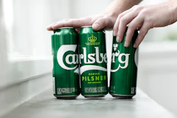 Carlsberg Group’s Snap Pack package uses adhesive dots to secure a six-count multipack.