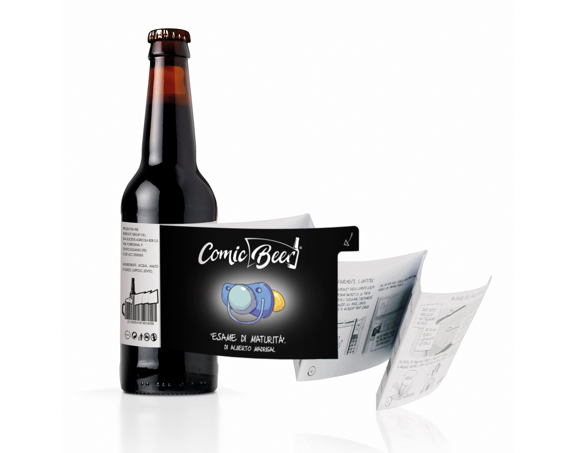 The booklet-style label is approximately 39 in. and includes 16 panels (front and back).