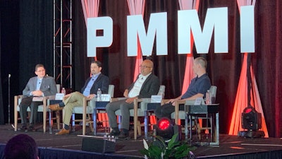 From left: Andy Lomasky, PMMI; Ben Hearn, Director of IT Operations, ProMach; Praveen Rokkam, Chief Information Officer, Delkor Systems Inc.; and Jerry Cupo, Director of Technology, All Fill Inc.