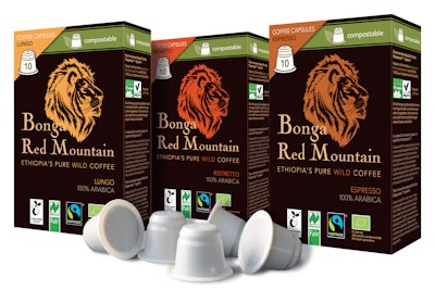 Bonga Red Coffee in compostable capsules