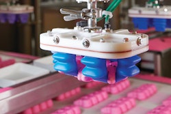 Peeps are loaded into trays by the JLS Talon robotic pick-and-place system, featuring ABB FlexPicker vision-guided robots and Soft Robotics gripper EOATs.
