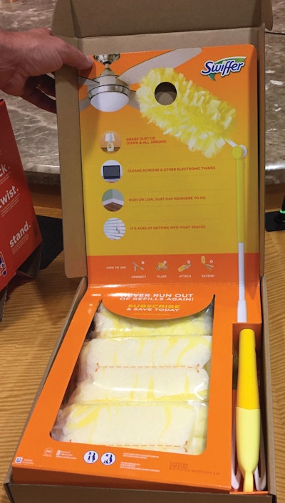 Packaging for this Swiffer offering that is delivered via e-commerce is one good example of how successful P&G has been in designing what’s known as SIOC—Ships In Own Container.