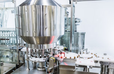 Customizing the pharma-grade FLC 3080 for screw caps instead of standard vial stoppers created some challenges for maintaining high throughput, but Syntegon was able to provide speeds of 300 bottles/minute.