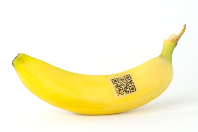 Banana with 2D barcode