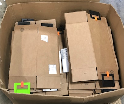 The Box Latch stays in place and collapsed boxes are easily stored for return to the injection-molding station.