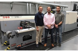Sales and Marketing Head Andy Staib, President Tom Staib, and TJ Staib, VP of Packaging and a fifth-generation Staib at DWS, are excited about the opportunities presented by the MPS EF SYMJET powered by Domino hybrid press.