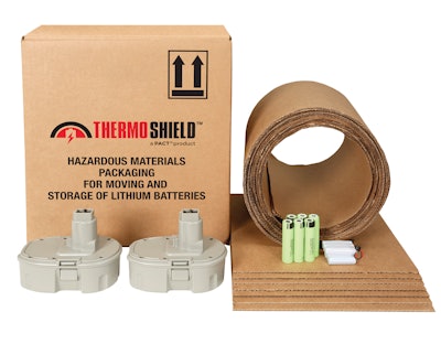 Thermo Shield is made to comprise a lightweight pleated material with a non-toxic moisture vapor application that would ensure the safety of lithium-ion products in transport.