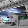 Film unwind on the new stretch wrapping system at Badoit.