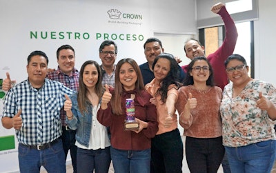 Esveydi Rossano and the Crown Brand-Building Packaging team with their 2020 Colored by INX Can Design trophy.