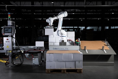 The M version of Sidel’s cobotic palletizing CoboAccess_Pal line features a Yaskawa cobot, the HC20, with a 14-kg payload and a ‘very significant’ reach of 1,700 mm.