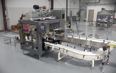 The new Fallas Automation robotic pick-and-place case packer, the R700R, uses the company’s four-axis Adabot robot.