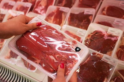 The BlakBear sensor determines the shelf life of perishable foods like packaged fresh meats by detecting and measuring the gas emitted from the products as they spoil.