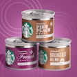 Holding 1.3 oz of ground coffee, the new can from Starbucks features an aluminum ring-pull top on a steel body and bottom.