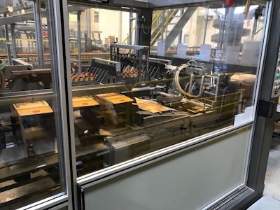 The side-load multi-packer from GPI erects cartons in parallel with an infeed of bottles (or cans) that are indexed to fit the carton format.