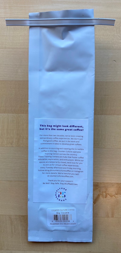 Post-lockdown coffee package, back