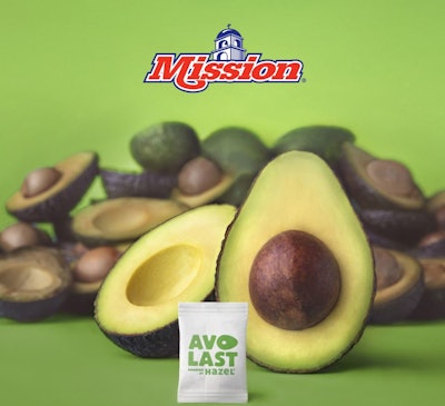 AvoLast Powered by Hazel® relies on a quarter-sized biodegradable, food-safe sachet that blocks ethylene receptors when it is inserted into a shipping case of avocados.