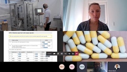 Remote FAT procedures shown in this screen save include a mechanical engineer at MG2 (upper left) operating an MG2 compact machine, Quality Engineer Sarah Jacobs of Dr. Gustav Klein (upper right), and two MG2 experts shown near the bottom of the screen.
