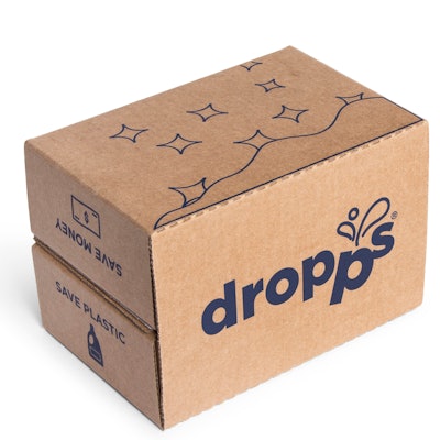 The layout of the shipper allows it to be closed like a book, with one box placed upside down on top of the other.